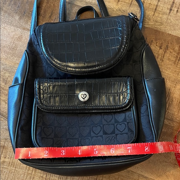 Brighton Julia Croc Heart Embossed Backpack Purse Black Vintage main image 10